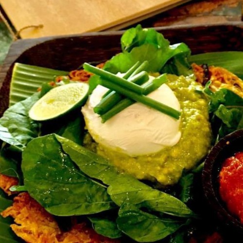 Potato rosti with spinach & Smashed avocado