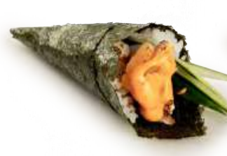 Aburi Hotate Mentai Temaki
