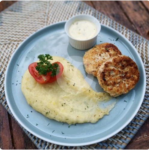 Chicken cheese Cutlet Mash Potato