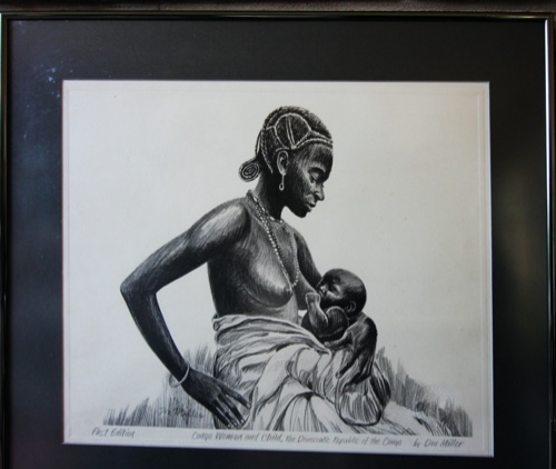 Congo Woman and Child Lithograph