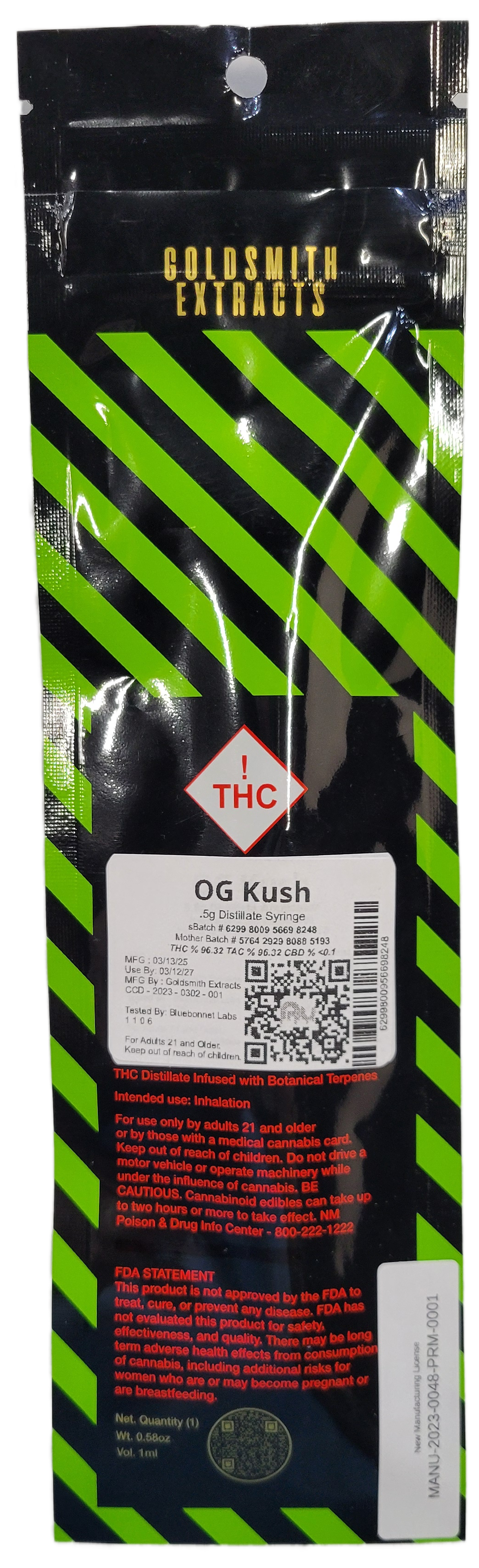 Goldsmith Extracts .5g Distillate Syringe