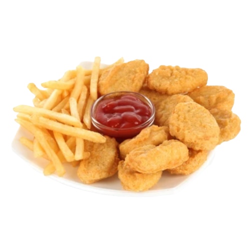 Nuggets de pollo con papas fritas