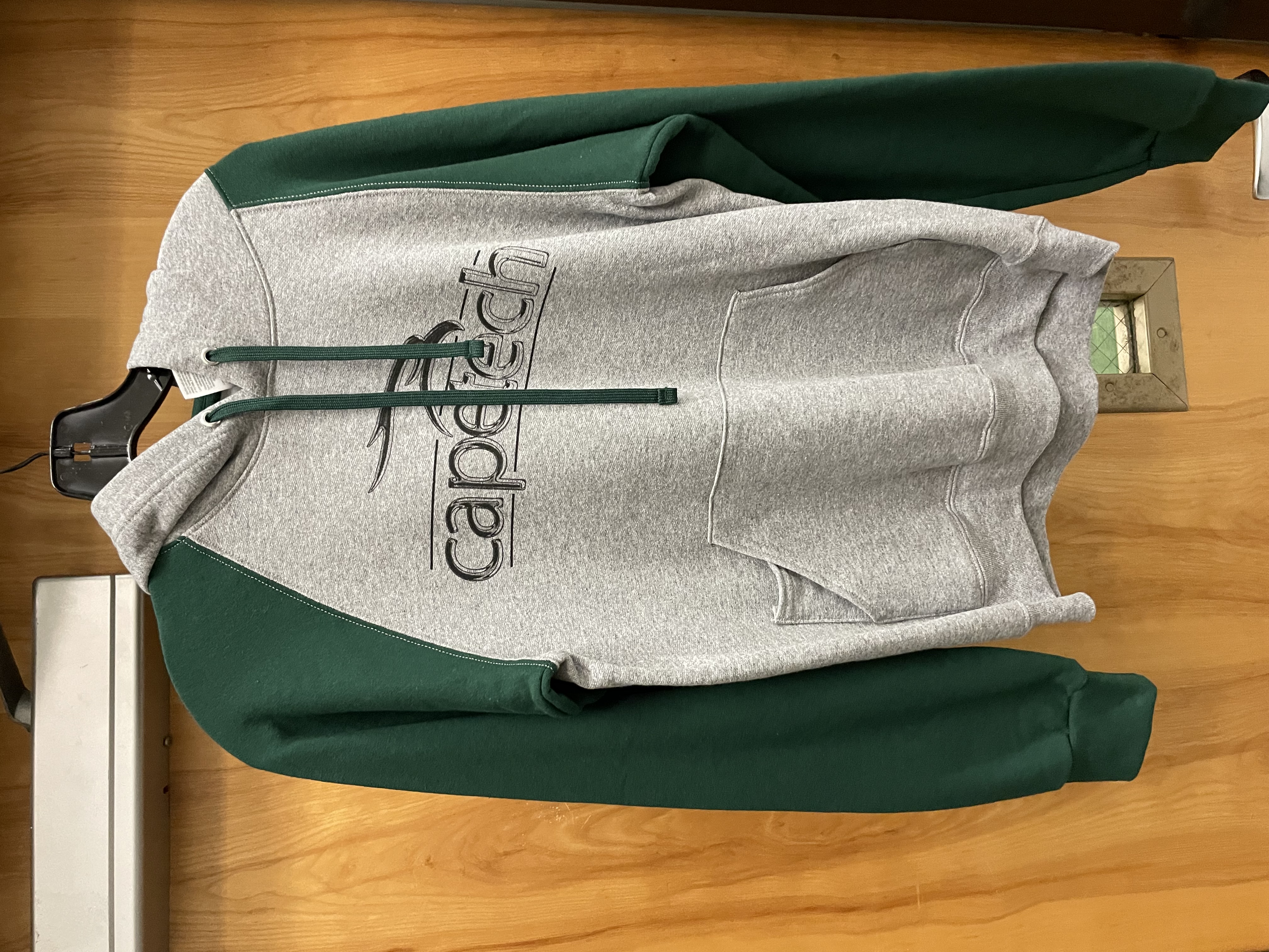 Old Gray w/Green Sleeve Hoodie