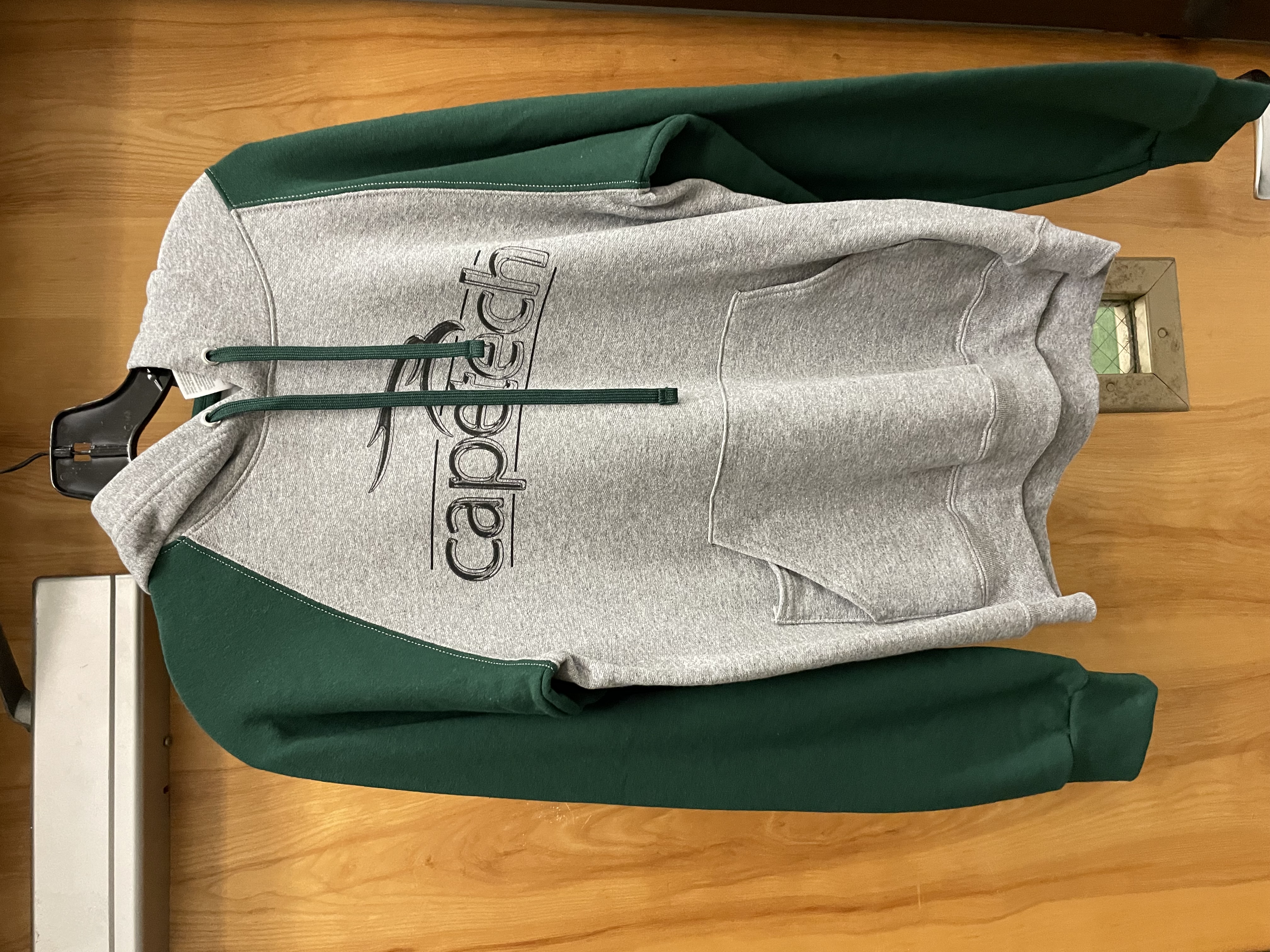 Old Grey w/Green Sleeve Hoodie