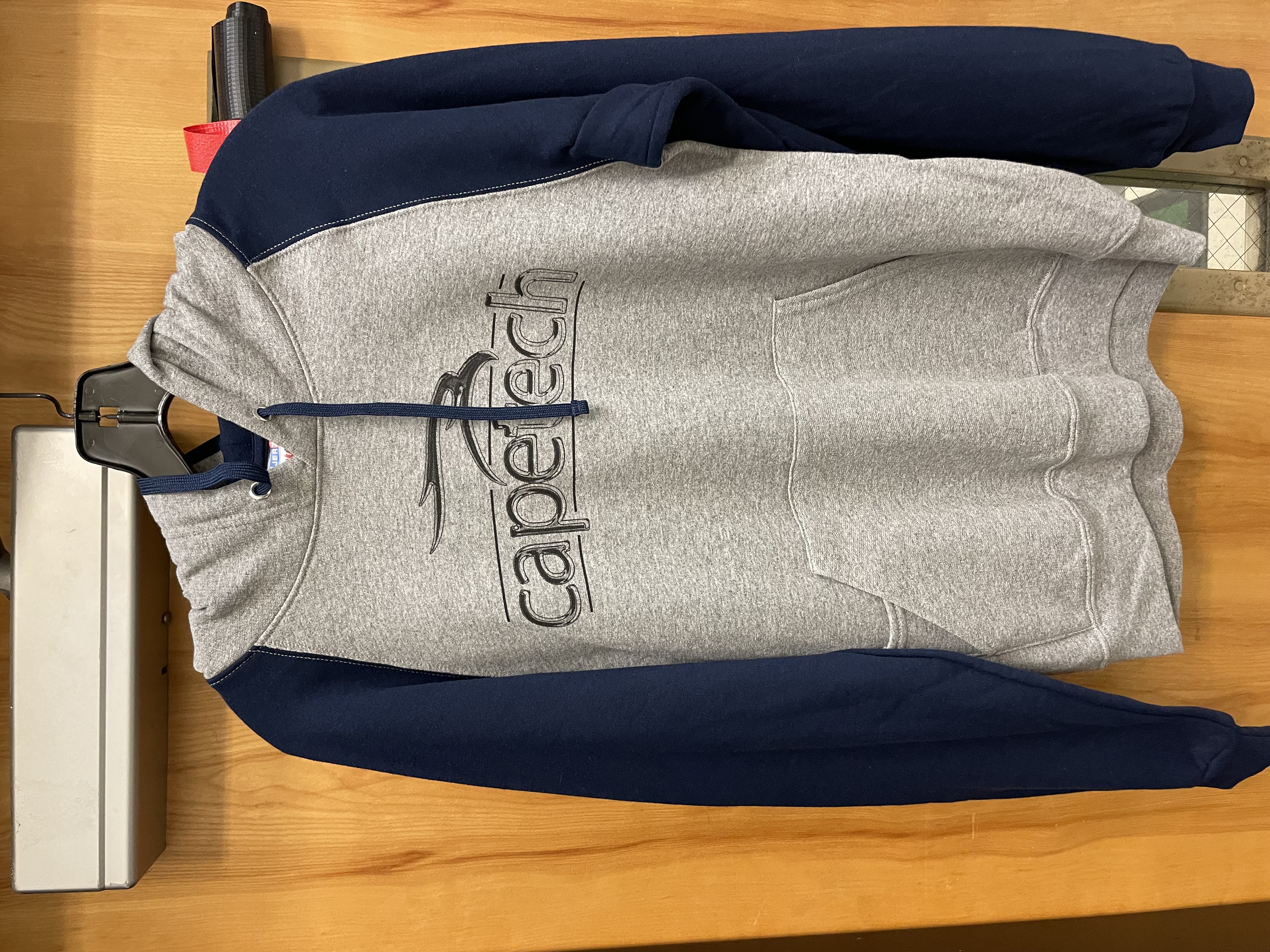 Old Grey w/Blue Sleeve Hoodie