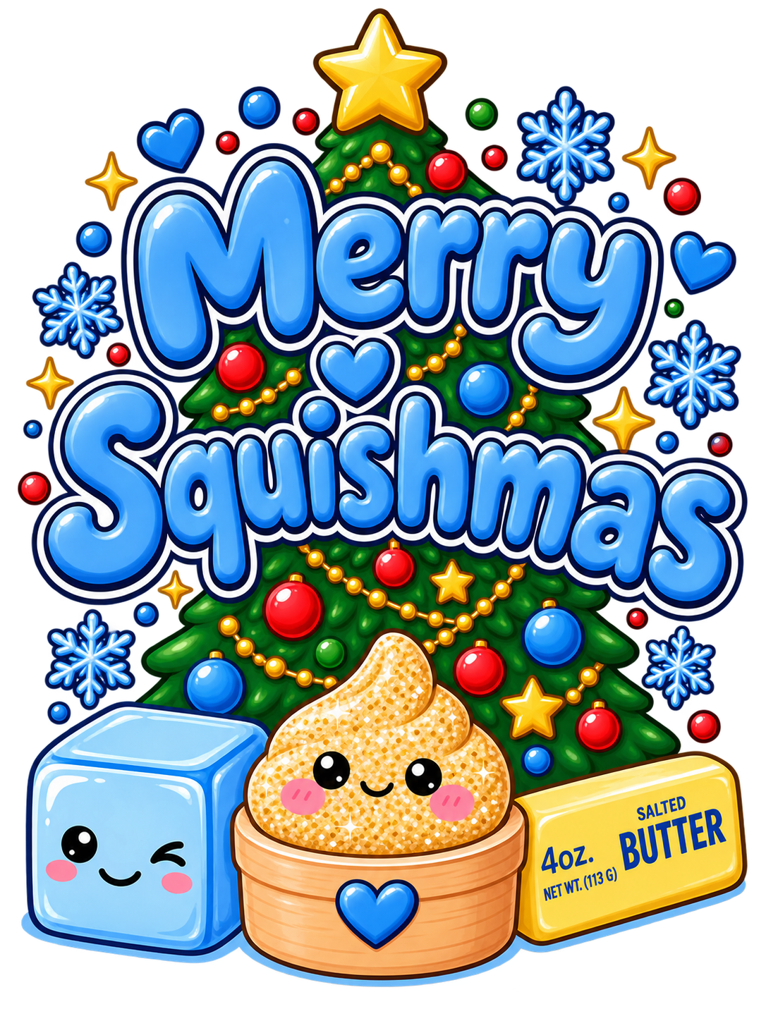 Merry Squishmas - Blue - White - Youth S