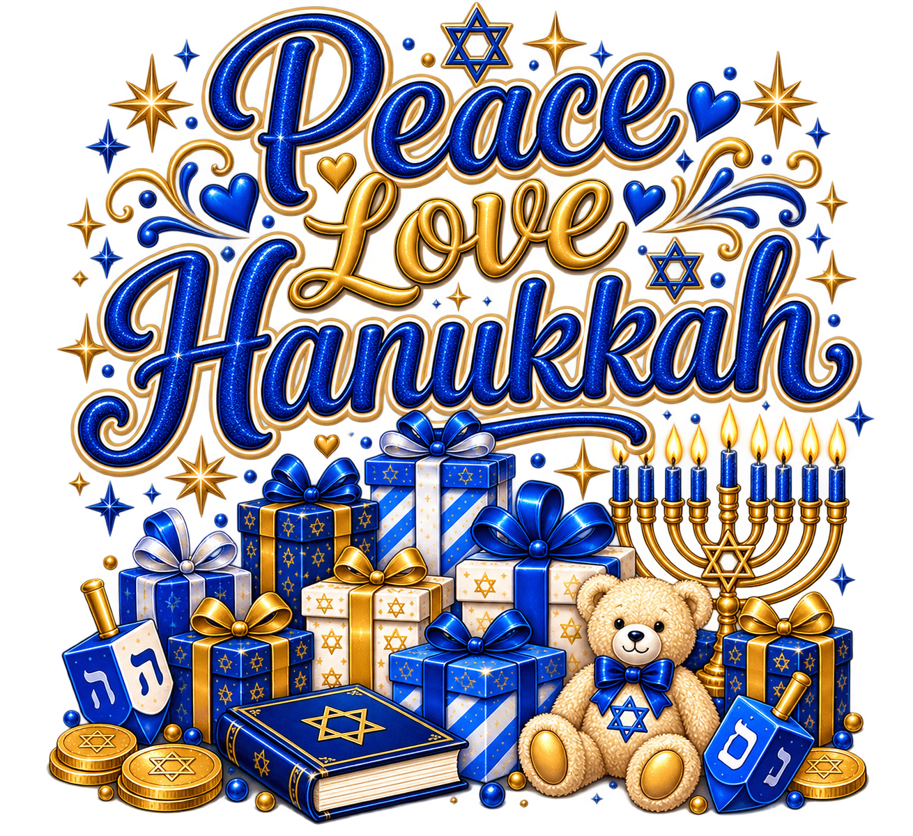 Peace, Love, Hanukkah - One shirt color - Adult M