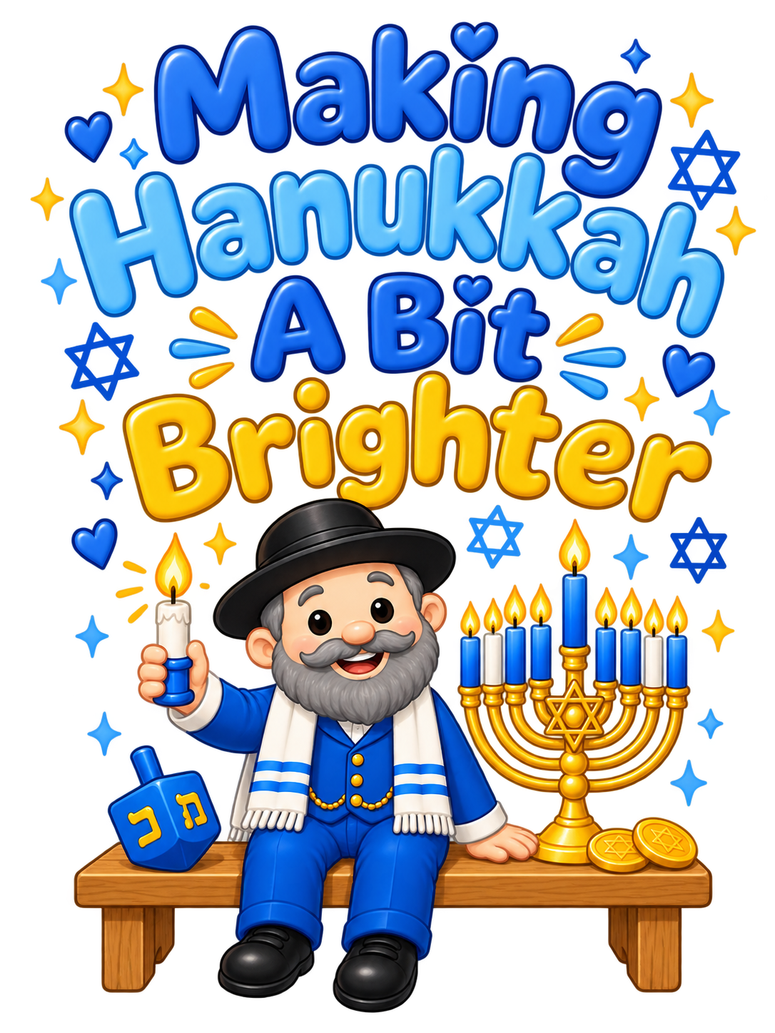 Making Hanukkah A Bit Brighter - One shirt color - Youth S
