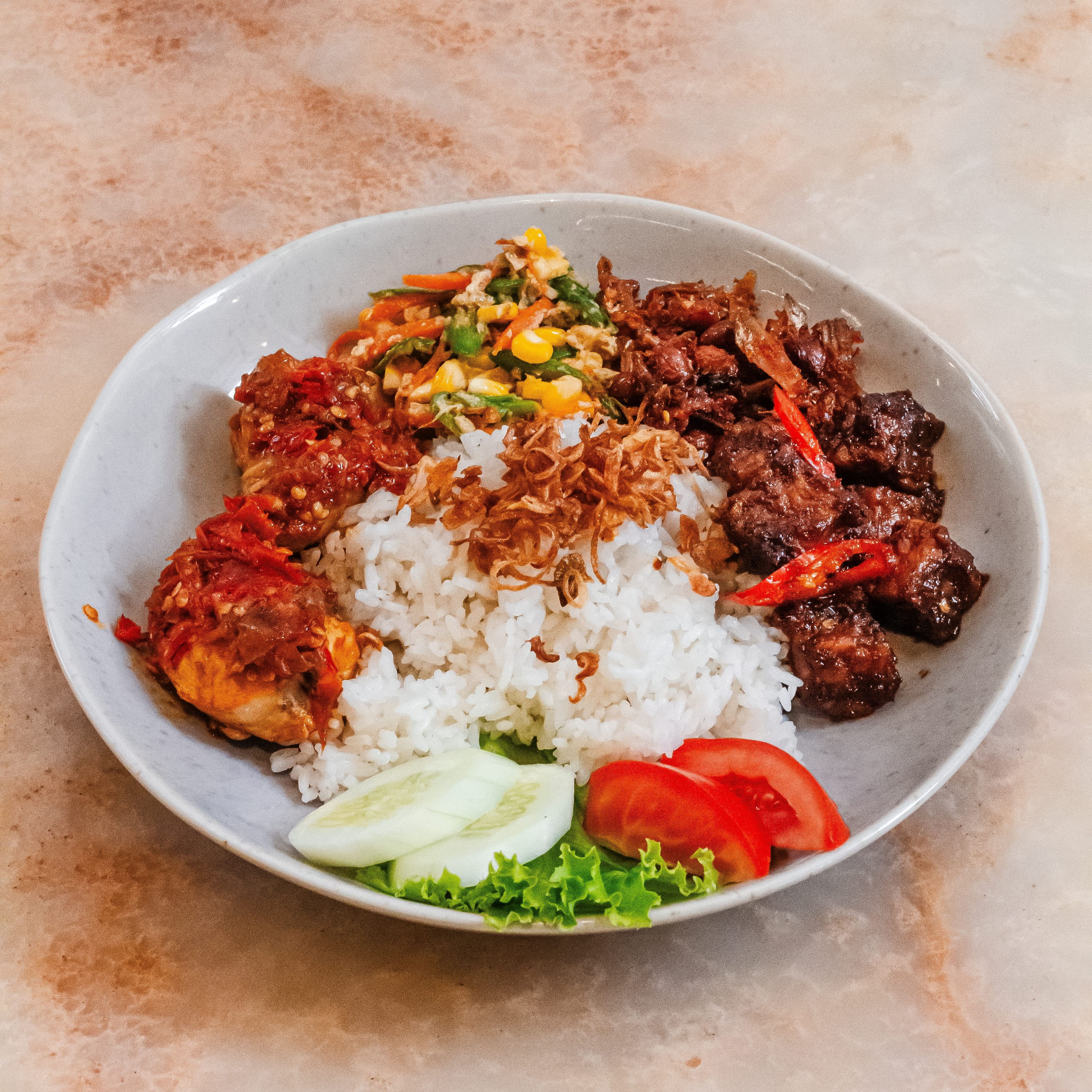 Rice with Woka Spicy Chicken👍