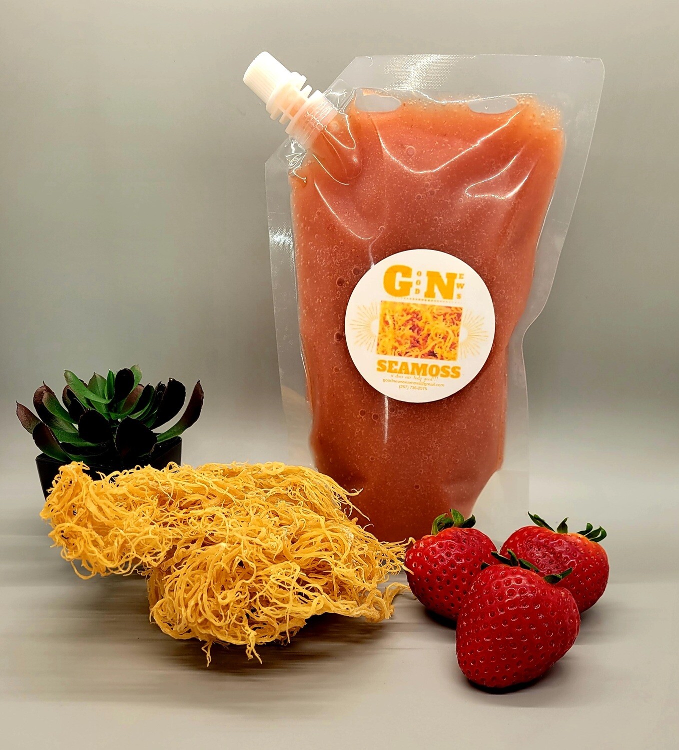 Strawberry Infused Seamoss Gel - 20 Oz.